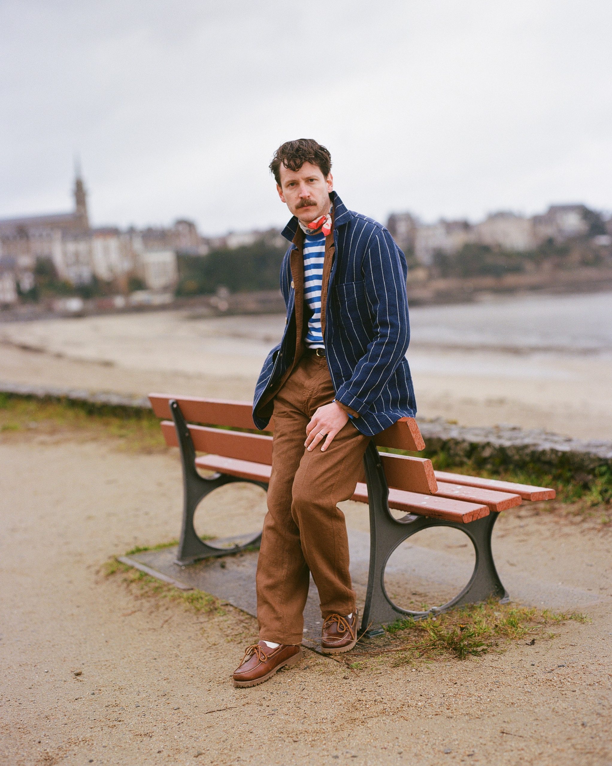 Navy Pinstripe Heavy Linen Five-Pocket Chore Jacket - Image 9