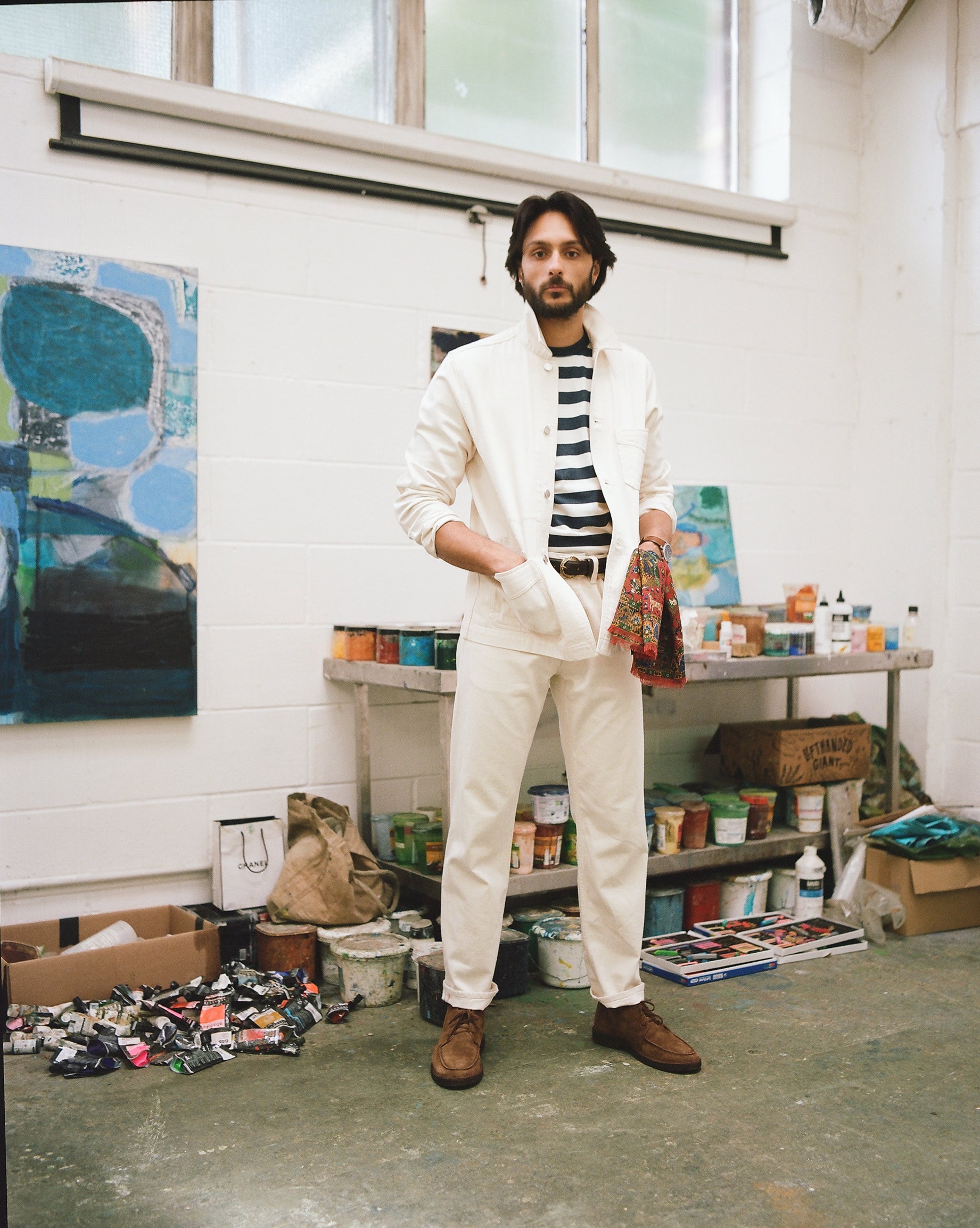 Ecru 12.7oz Selvedge Denim Contrast Stitch Five-Pocket Jeans - Image 7