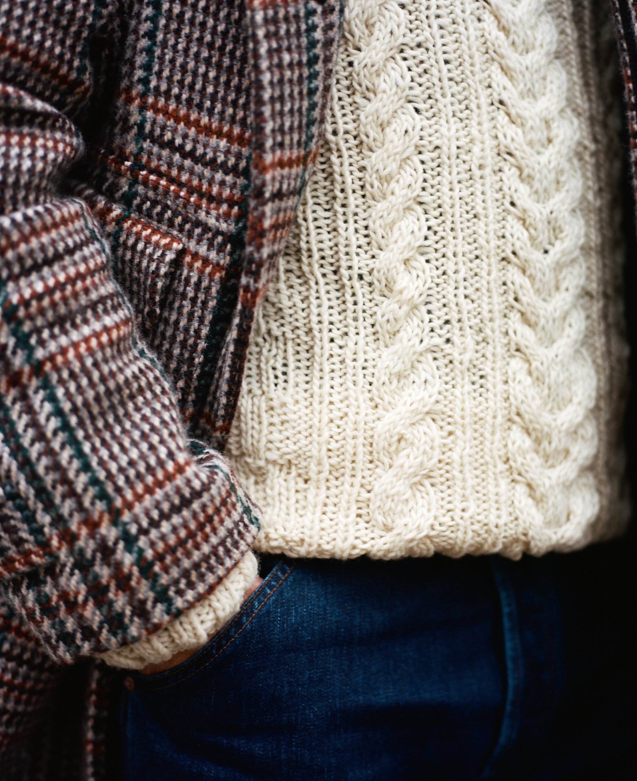 Chamula for Drake's Ecru Cable Knit Merino Jumper - Image 7