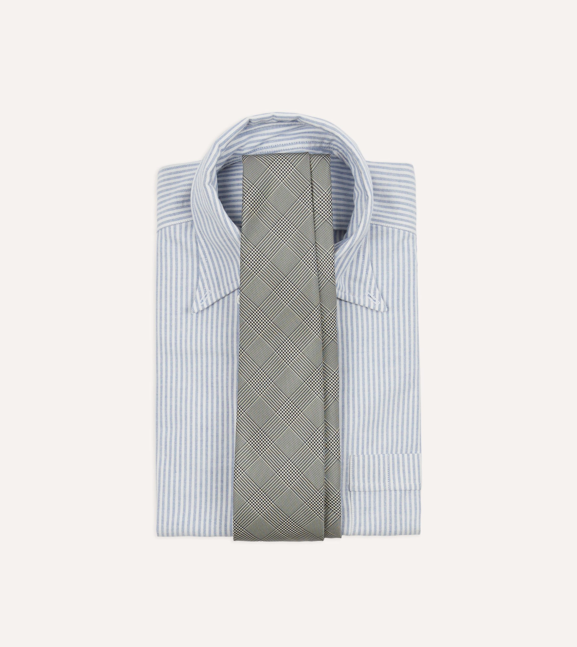 Grey Prince of Wales Check Tipped Silk Tie - Image 2