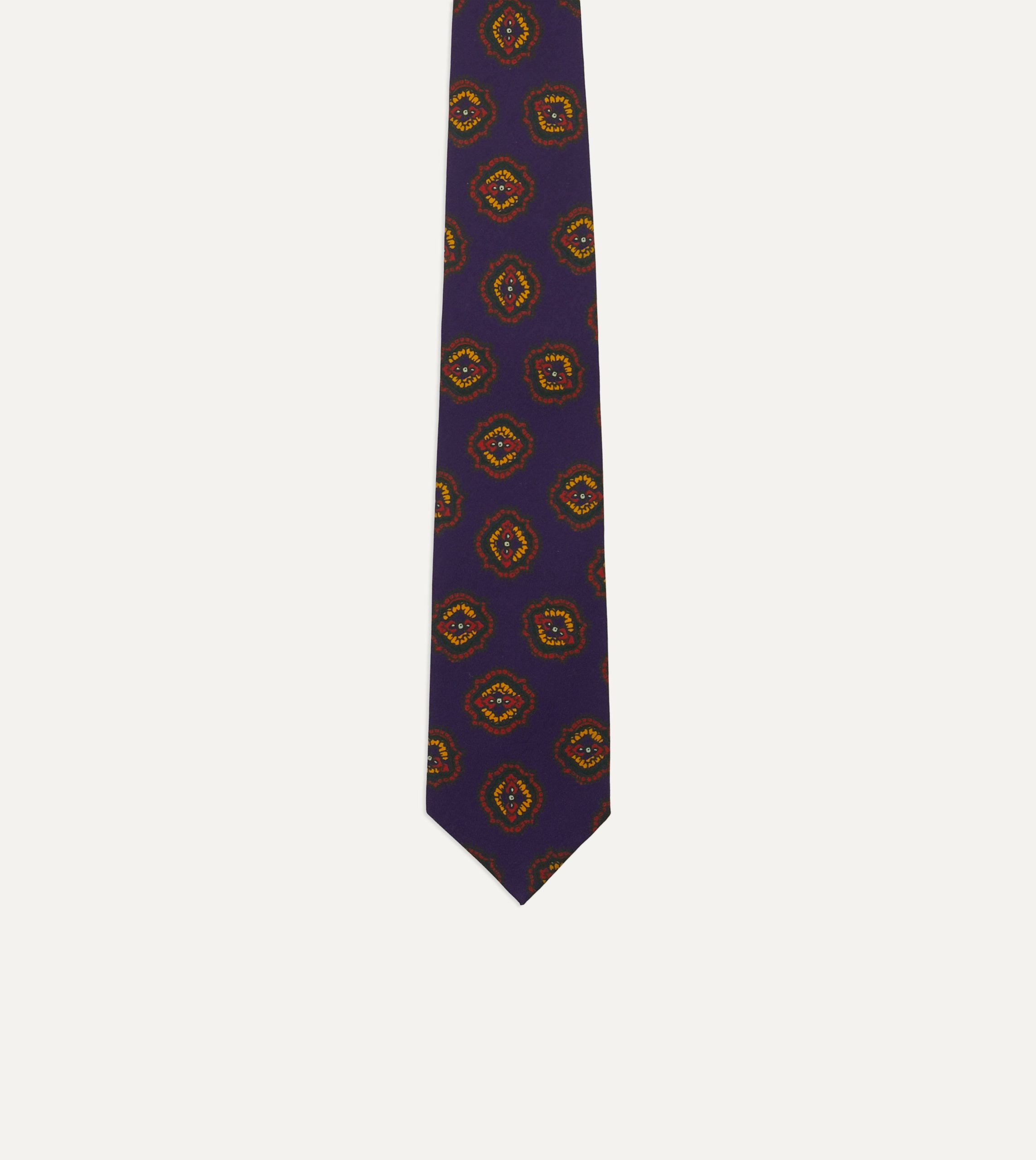Purple Baroque Paisley 36oz Madder Silk Self Tipped Tie - Image 4