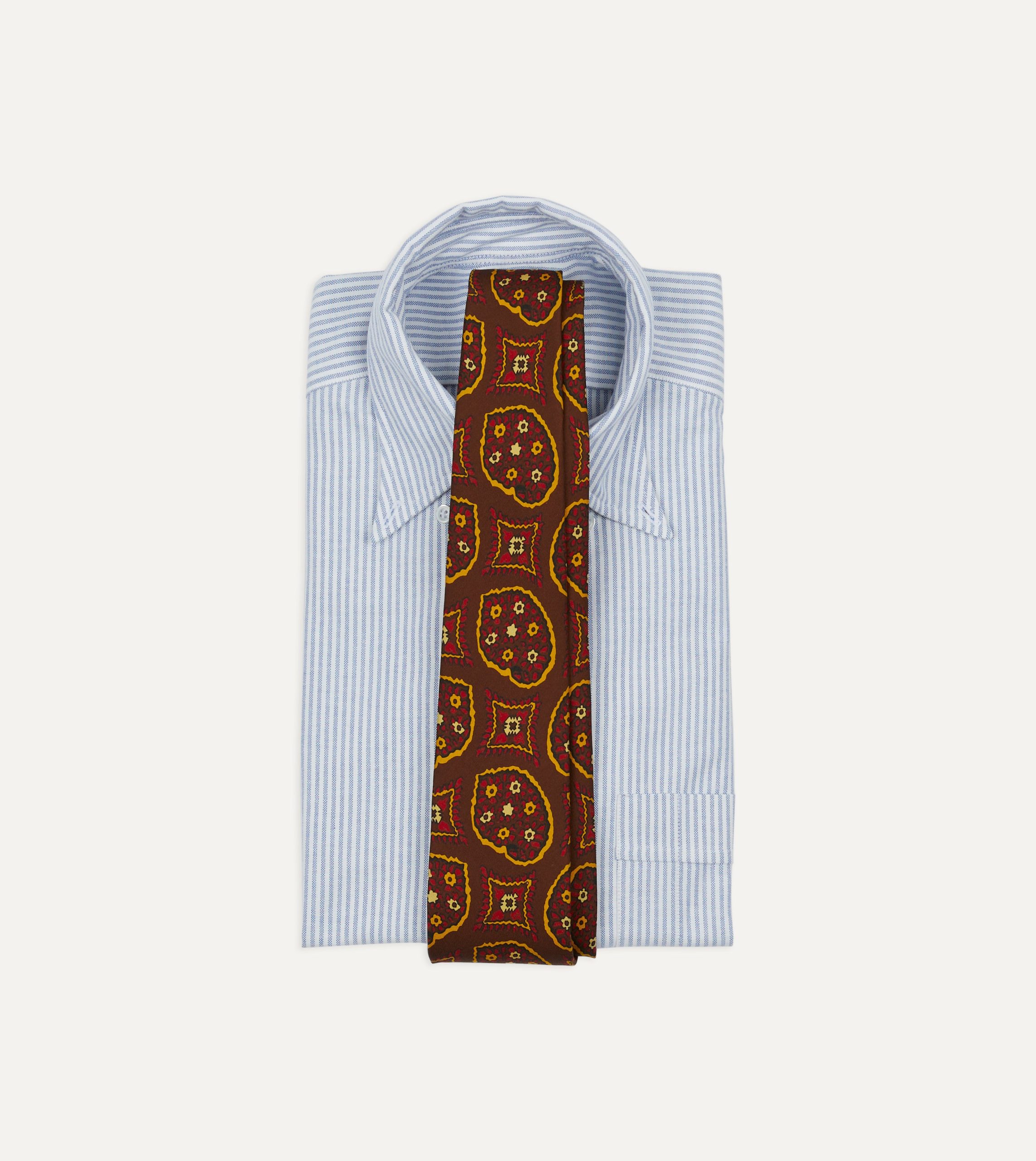Brown Exploded Paisley Print Silk Self Tipped Tie - Image 2