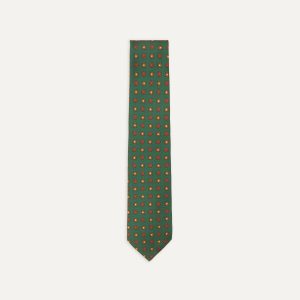 Green and Red Geometric Medallion Print Madder Twill Silk Tie