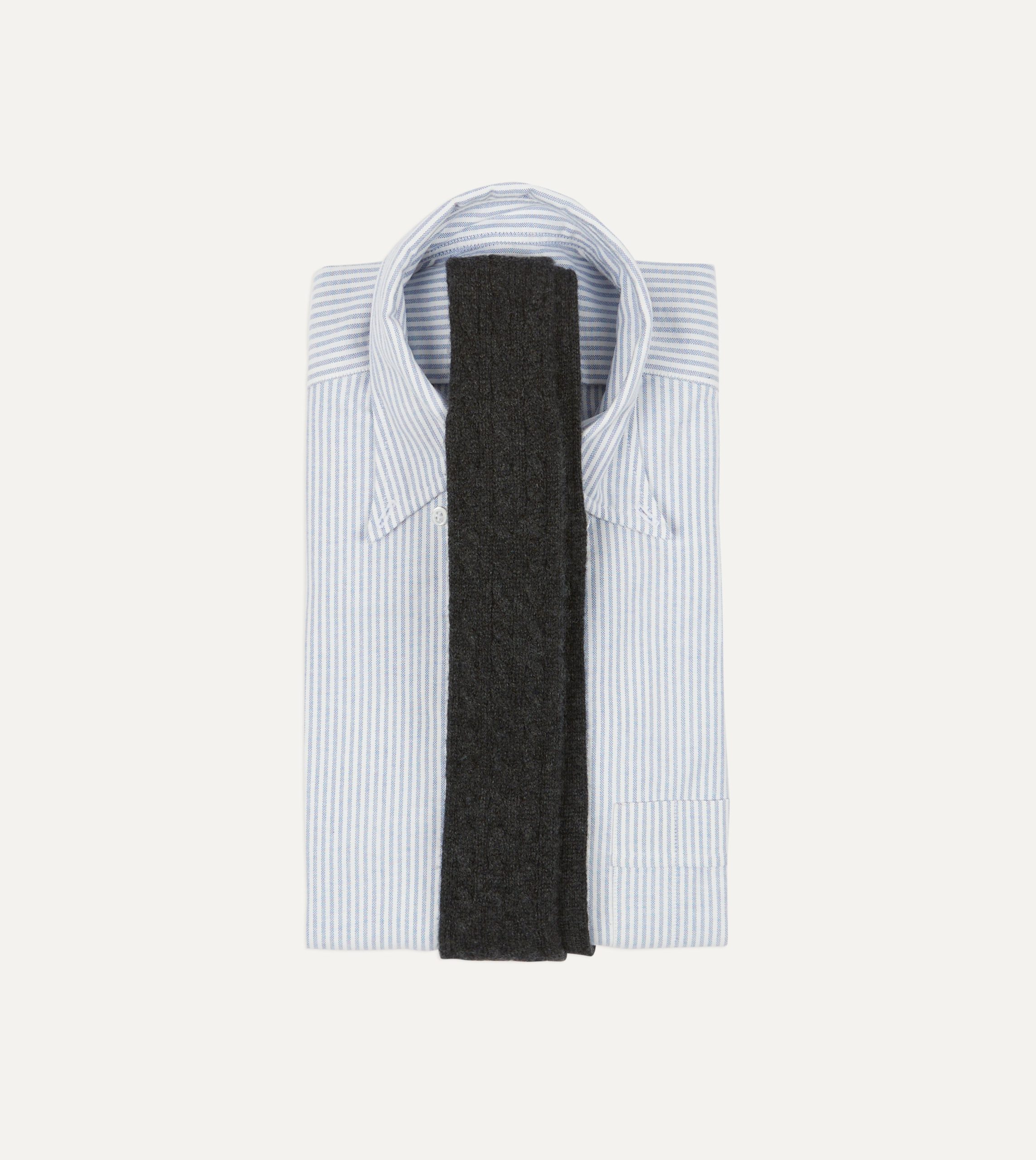 Grey Cashmere Cable Knitted Tie - Image 2