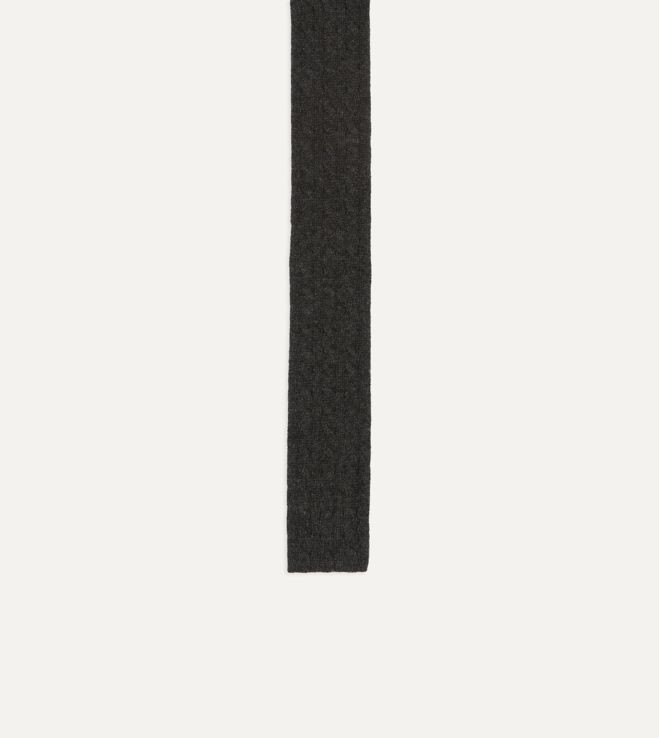 Grey Cashmere Cable Knitted Tie - Image 4