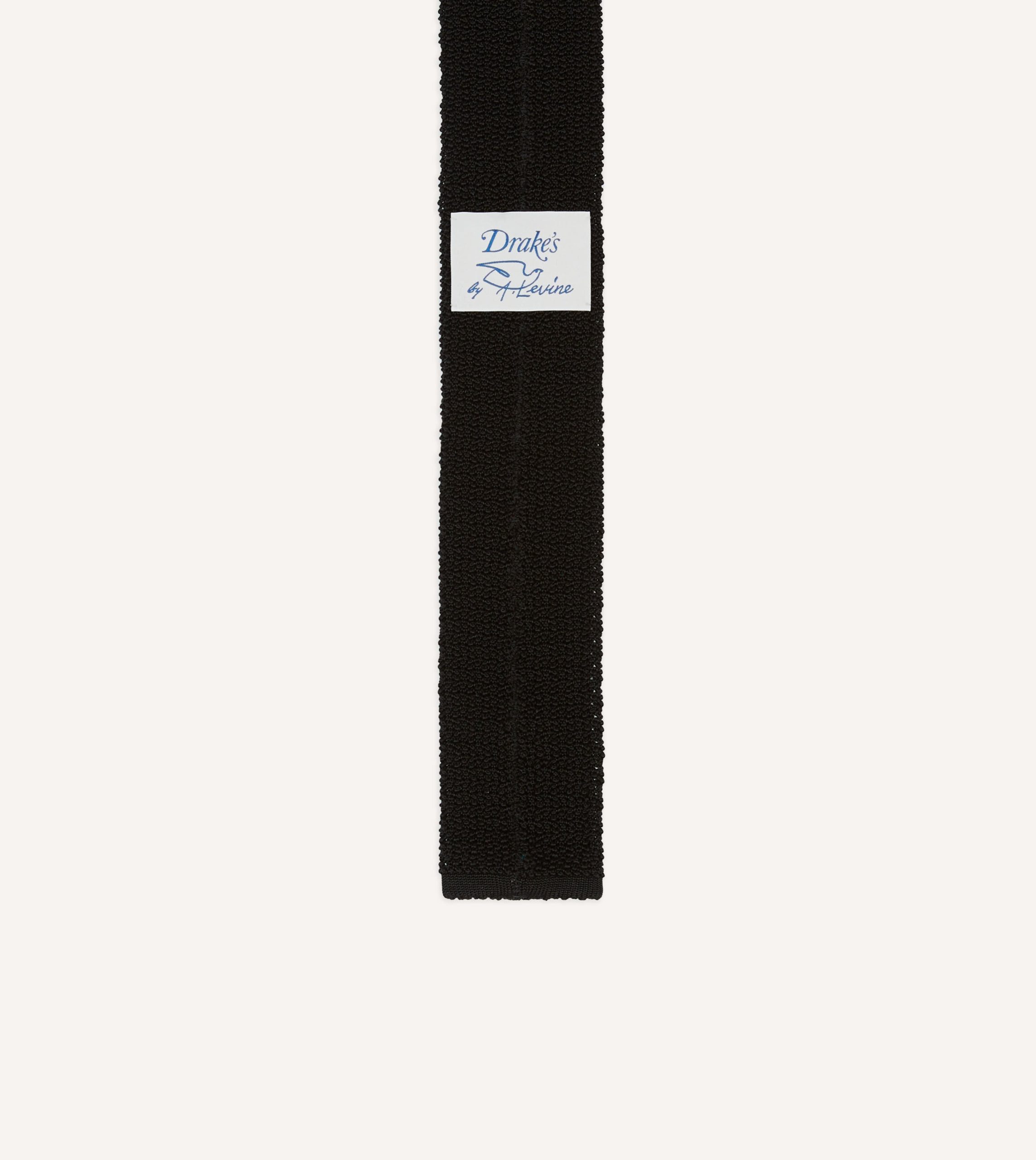 Drake's by A. Levine Black Knitted Silk Tie - Image 4