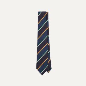 Navy. Blue and Red Multi Stripe Silk Tipped Tie