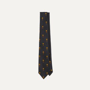 Black and Gold Parachute Motif Silk Tipped Tie