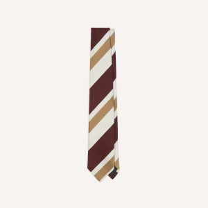 Red and Cream Broad Stripe Silk Tipped Tie