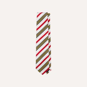 White. Navy. Yellow and Red Multi Stripe Repp Silk Tipped Tie