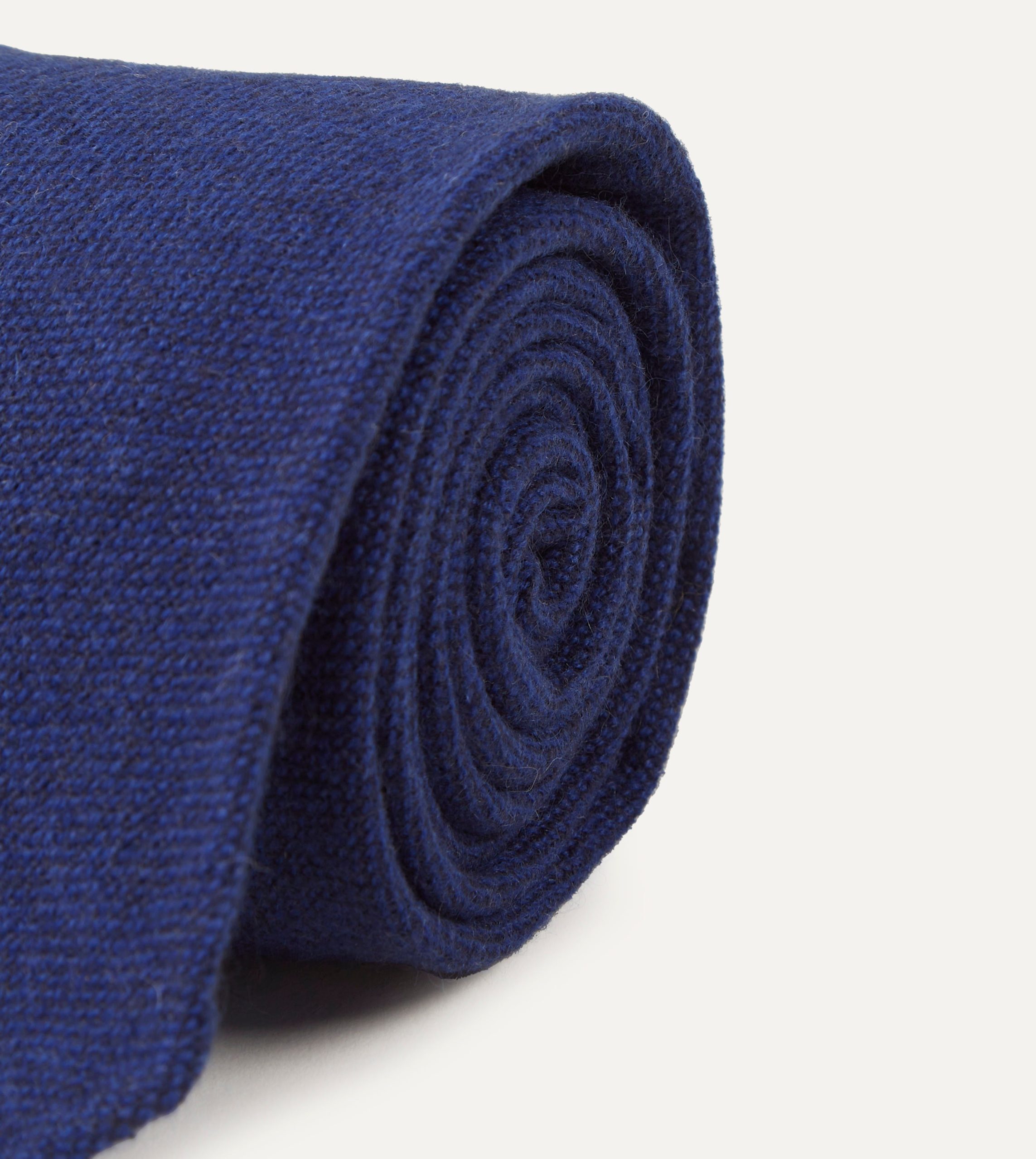 Light Navy Pure Cashmere Solid Hand Rolled Tie - Image 3