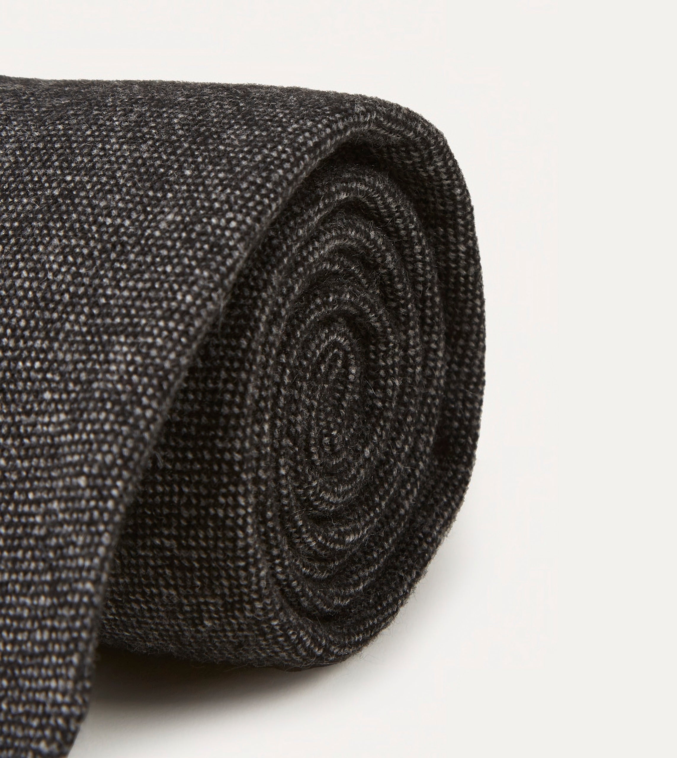 Black Pure Cashmere Solid Hand Rolled Tie - Image 3