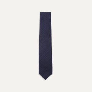 Navy Tussah Hand Rolled Silk Tie