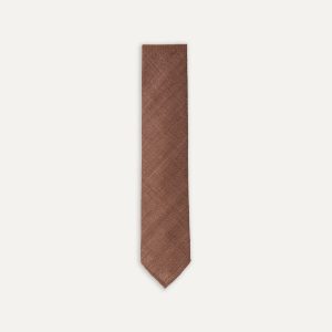 Brown Tussah Hand Rolled Silk Tie