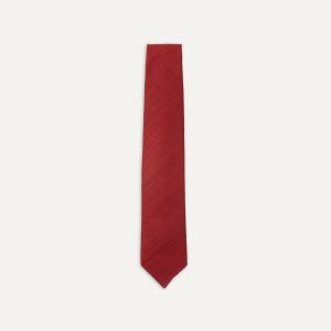 Red Tussah Hand Rolled Silk Tie