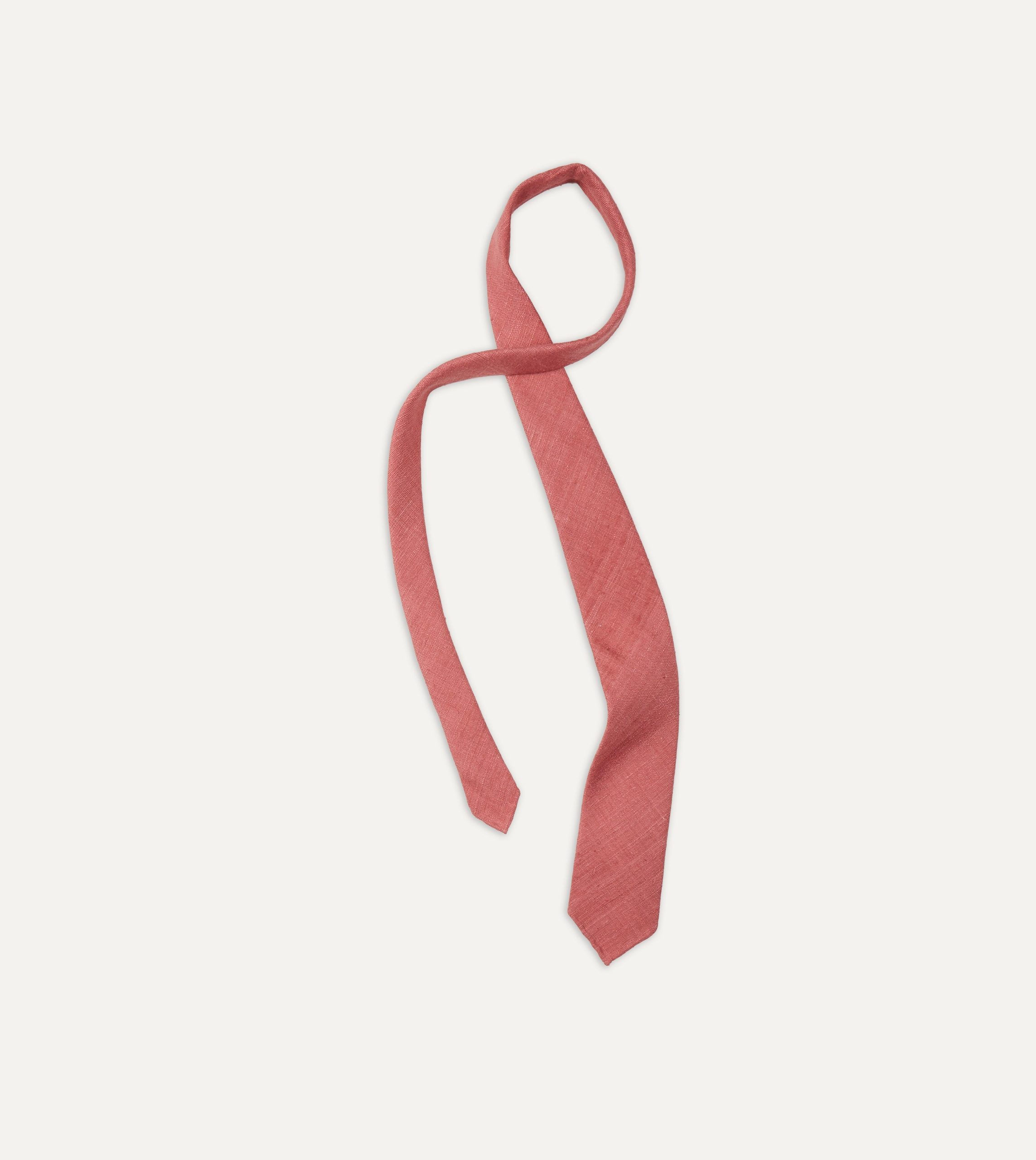 Pink Tussah Hand Rolled Silk Tie - Image 4