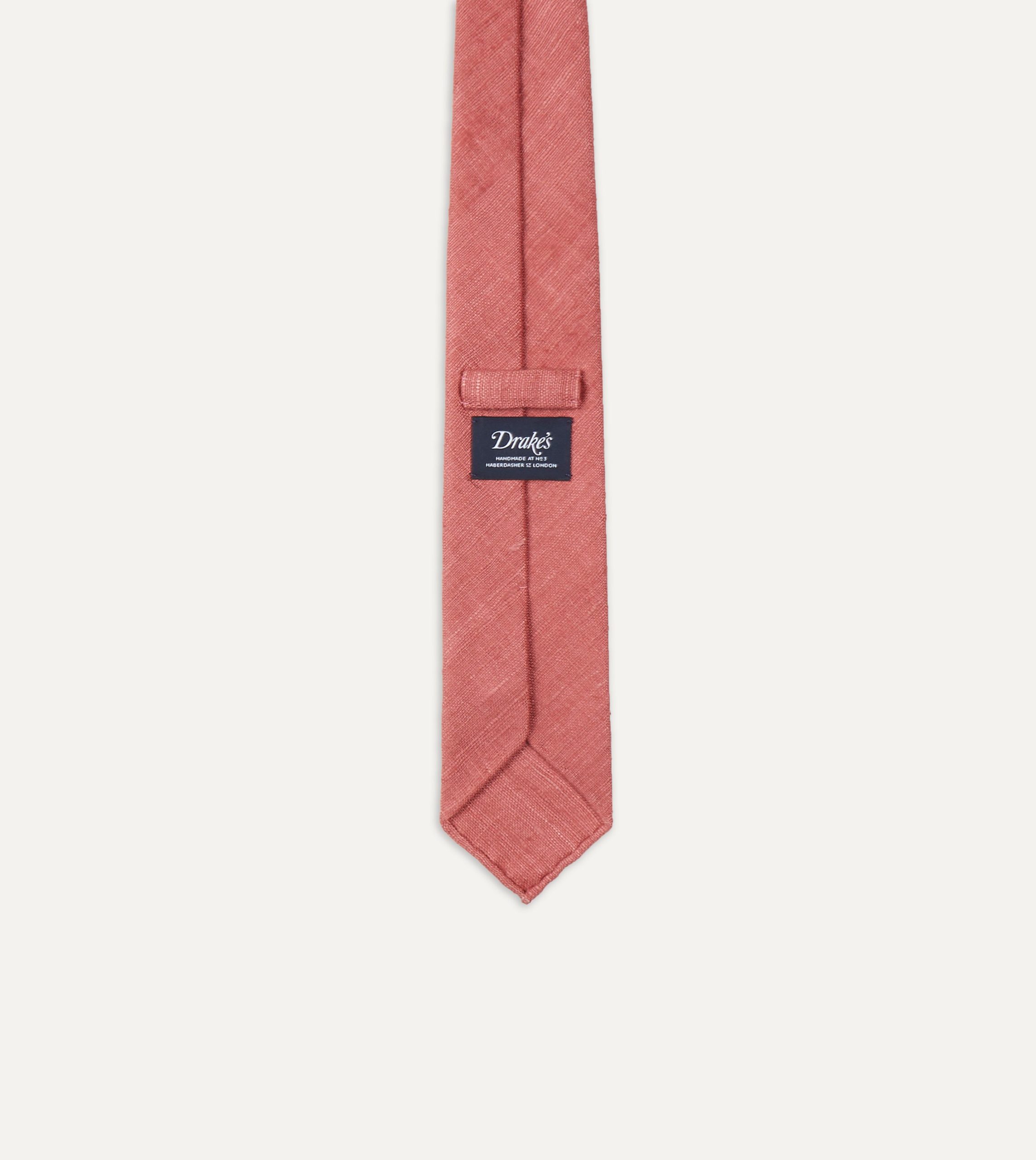 Pink Tussah Hand Rolled Silk Tie - Image 5