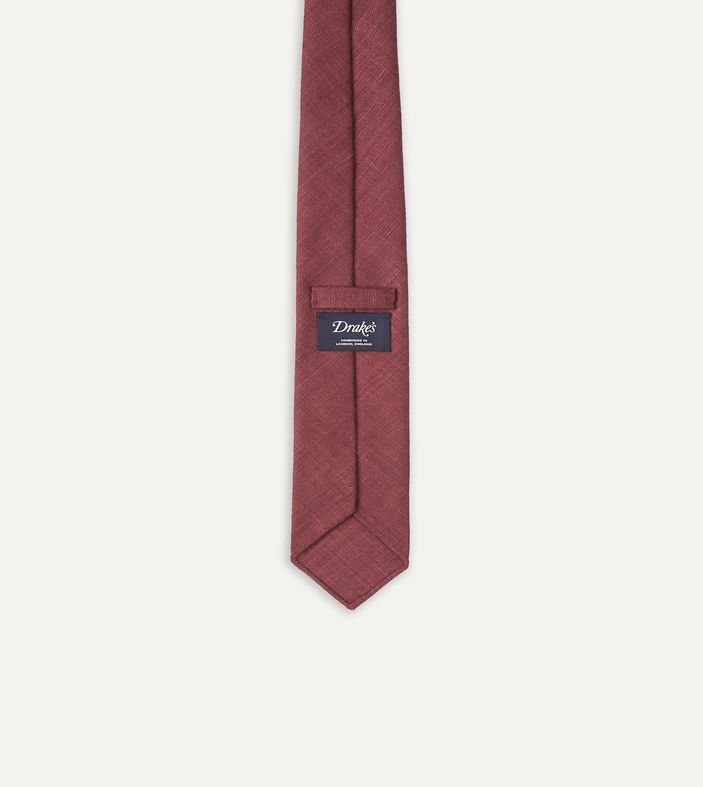 Burgundy Tussah Hand Rolled Silk Tie - Image 5