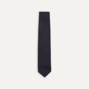 Dark Navy Hand Rolled Large Knot Grenadine Tie
