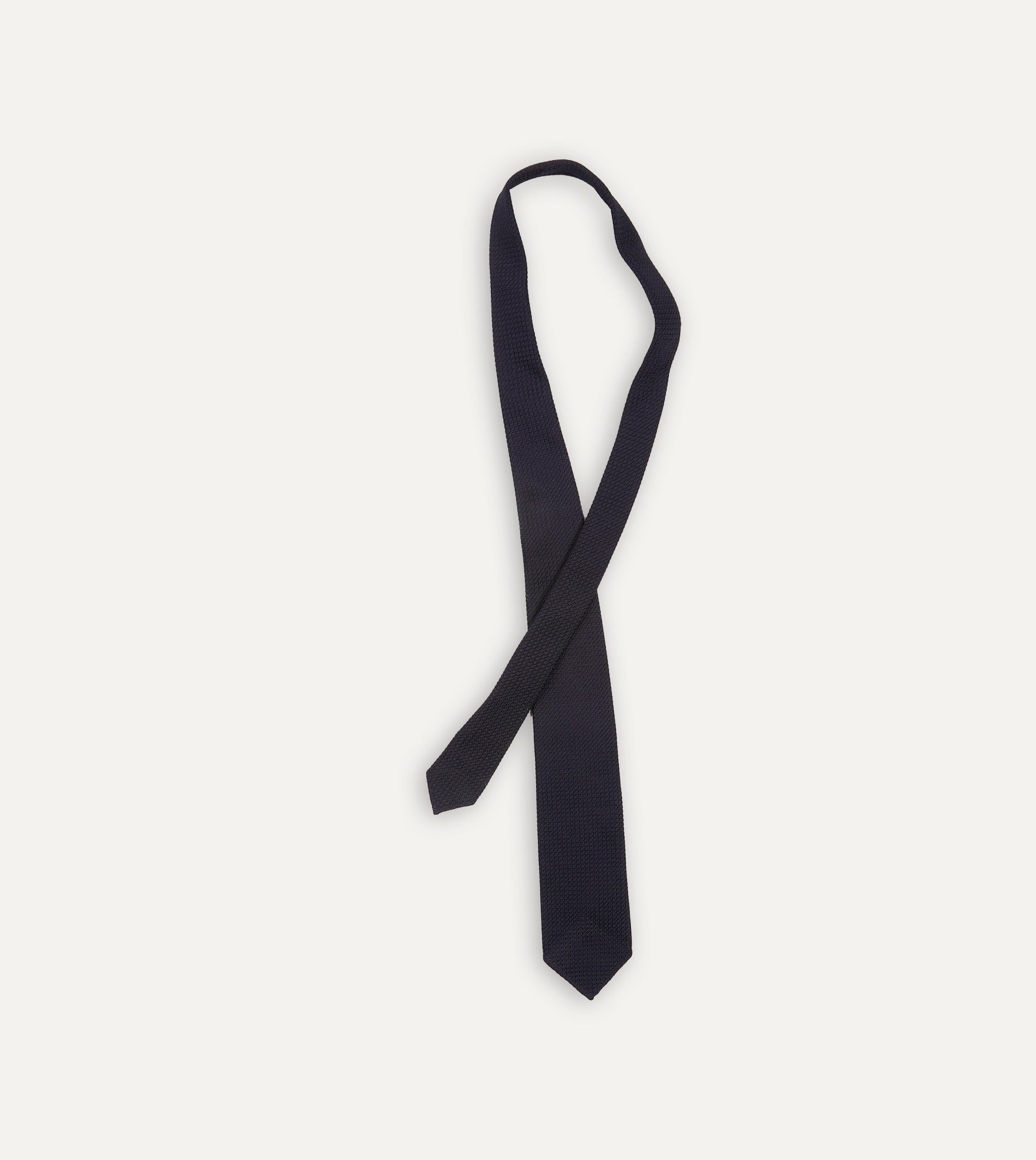 Dark Navy Hand Rolled Large Knot Grenadine Tie - Image 4