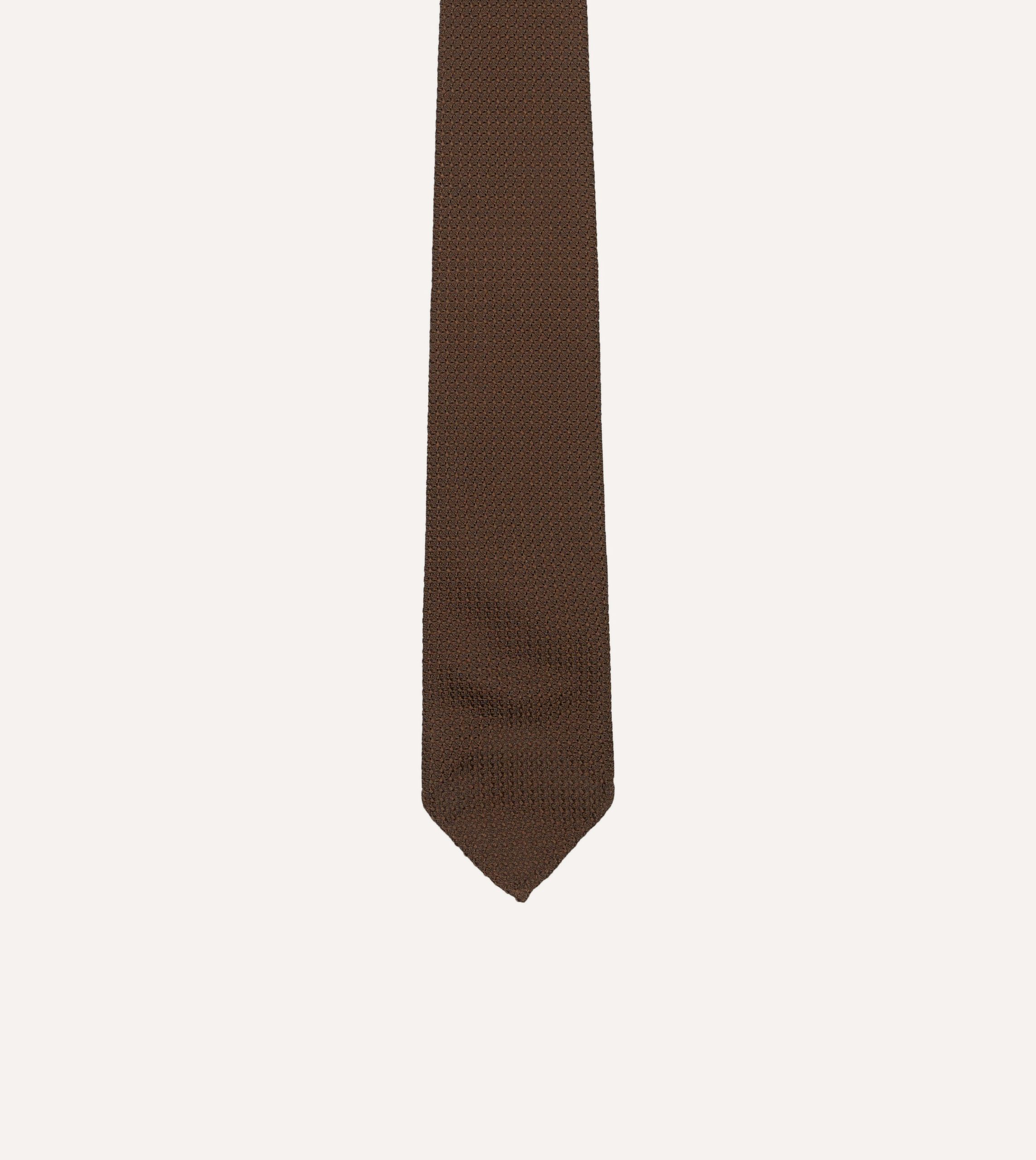 Brown Hand Rolled Large Knot Grenadine Tie - Image 4