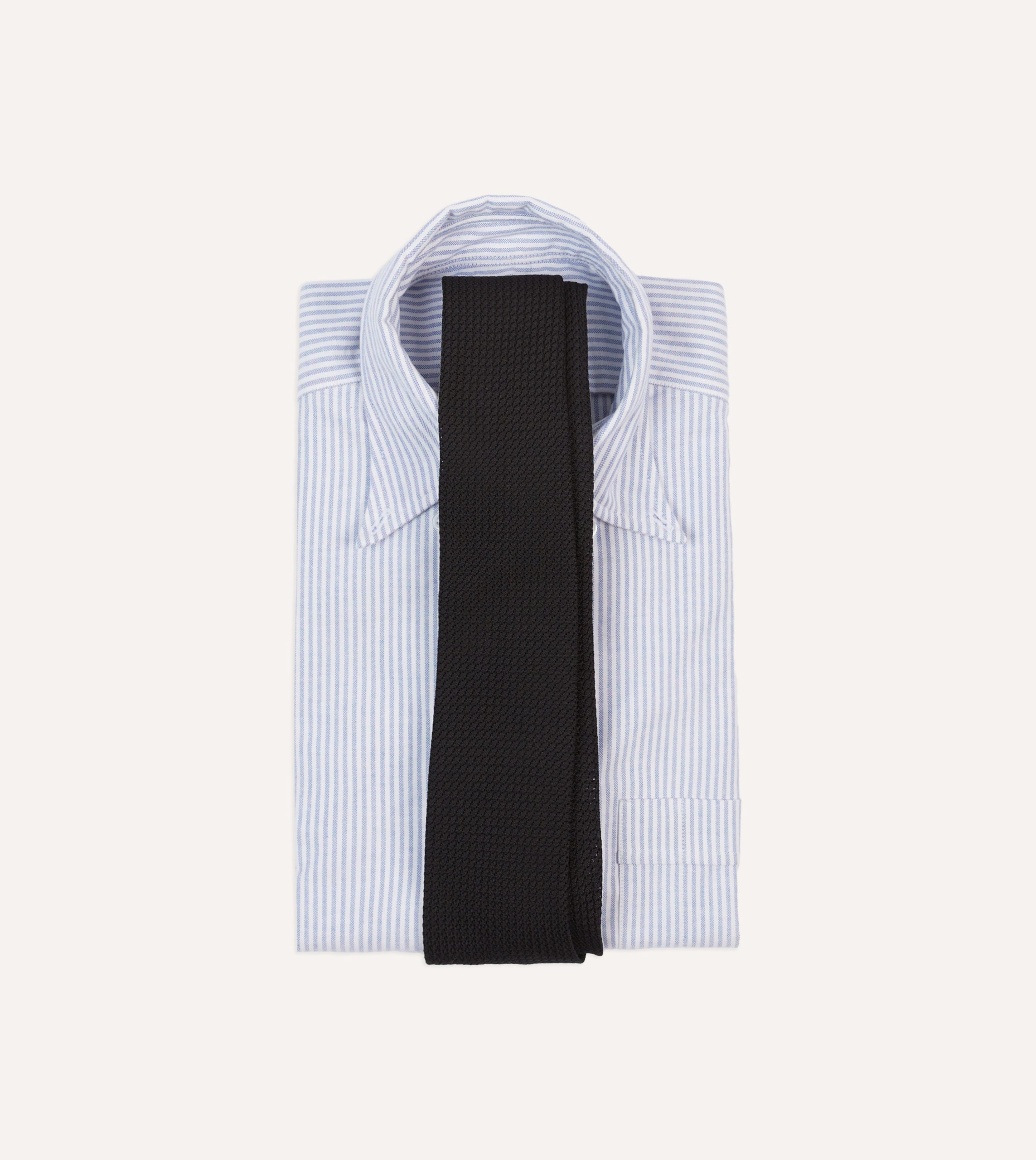 Black Hand Rolled Large Knot Grenadine Tie - Image 2