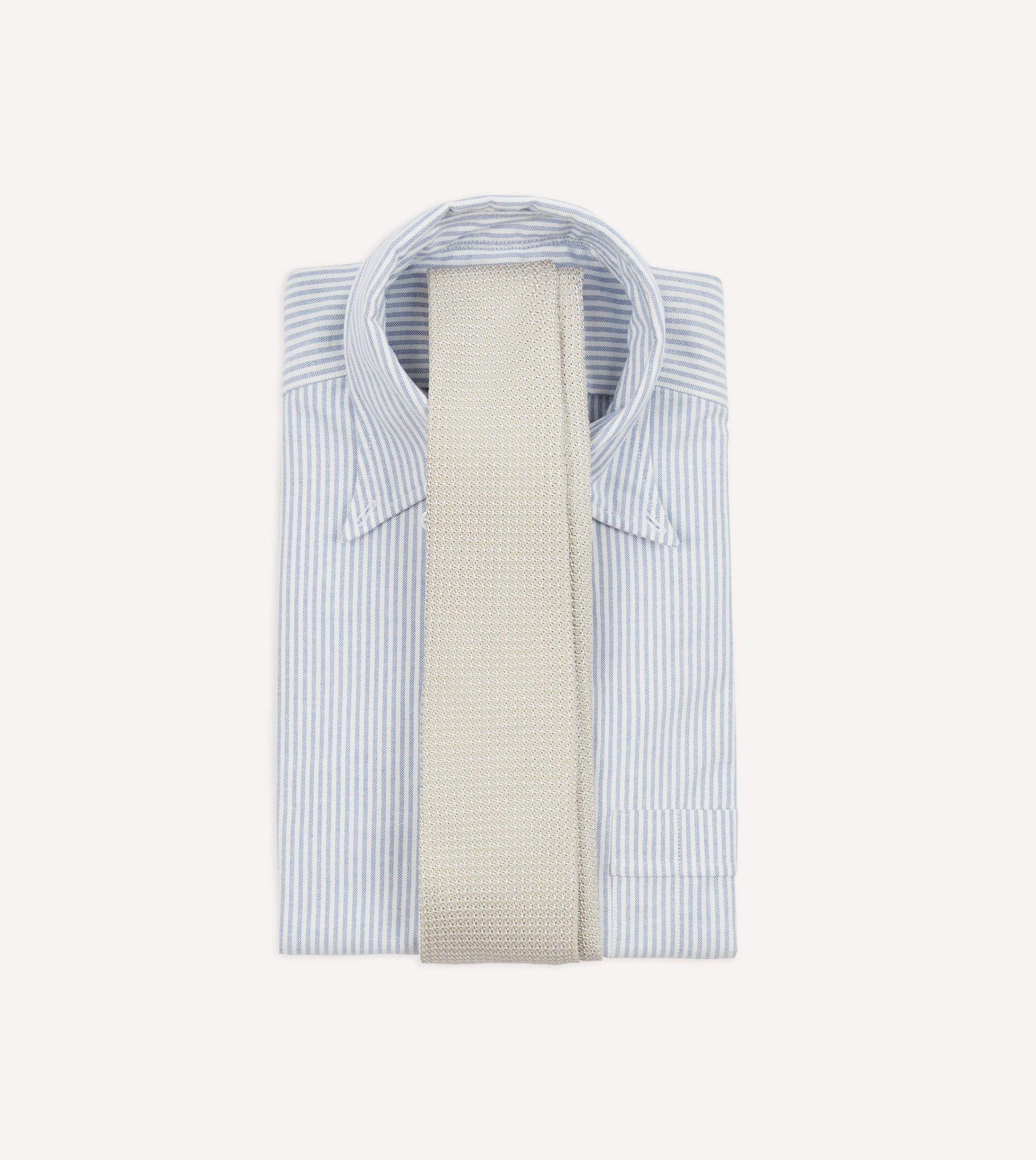 Cream Hand Rolled Large Knot Grenadine Tie - Image 2