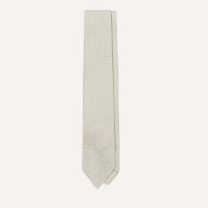 Cream Hand Rolled Large Knot Grenadine Tie