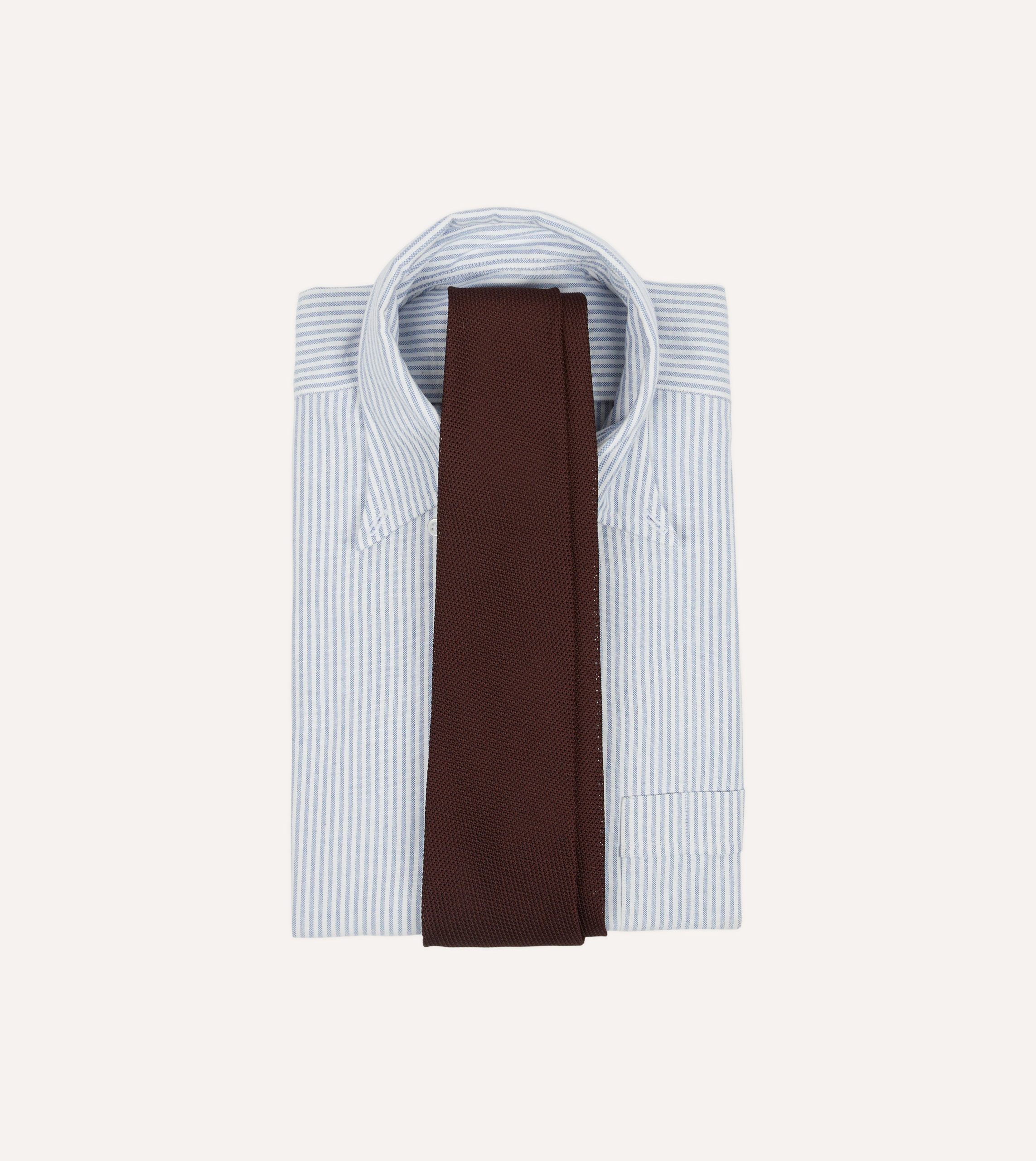 Burgundy Fine Woven Grenadine Silk Hand Rolled Tie - Image 2