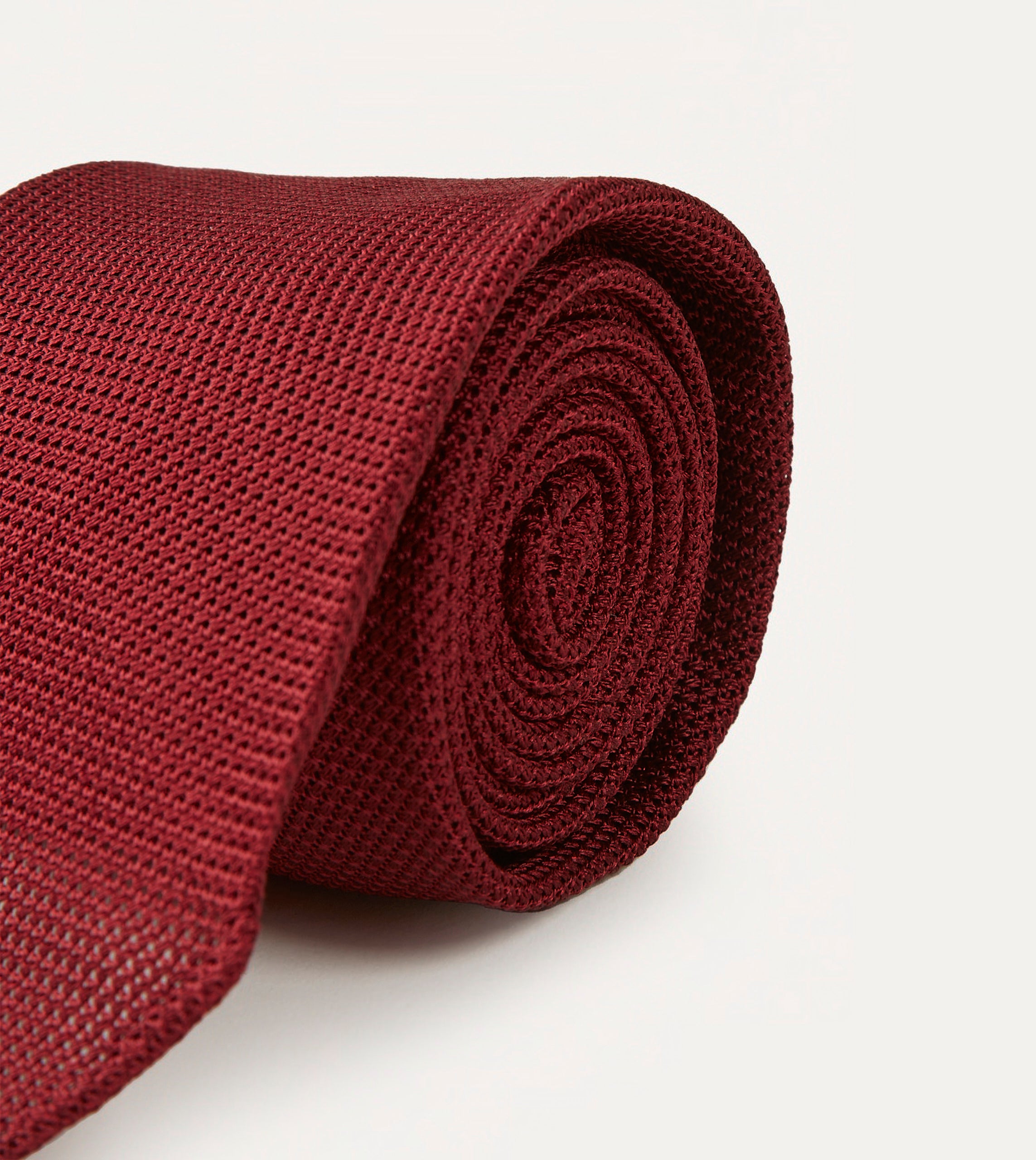 Red Fine Woven Grenadine Silk Hand Rolled Tie - Image 3