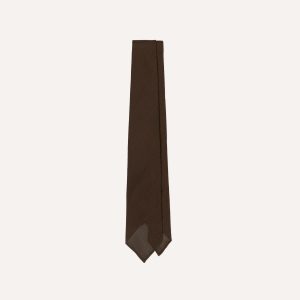 Brown Fine Woven Grenadine Silk Hand Rolled Tie