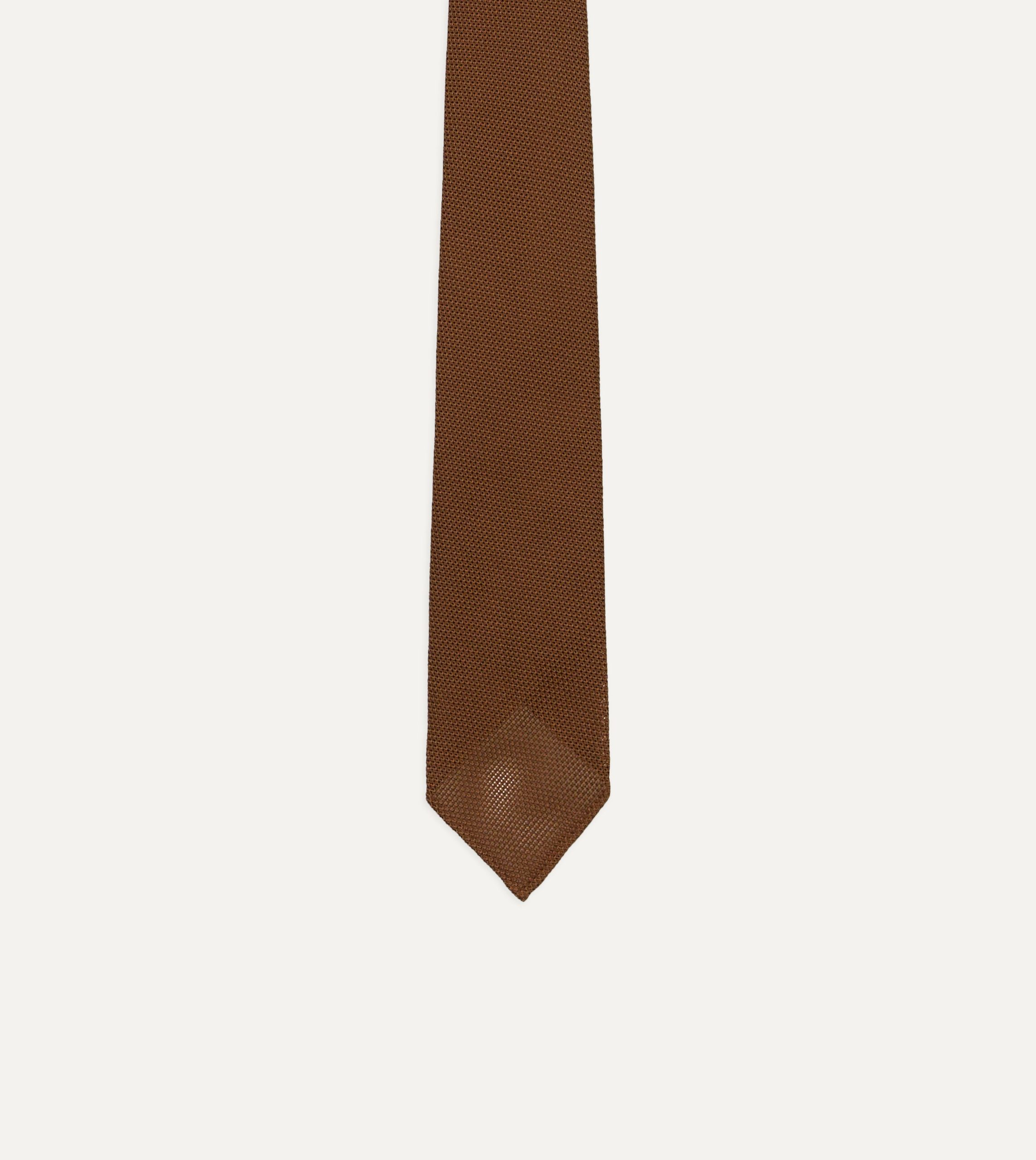 Gold Fine Woven Grenadine Silk Hand Rolled Tie - Image 3