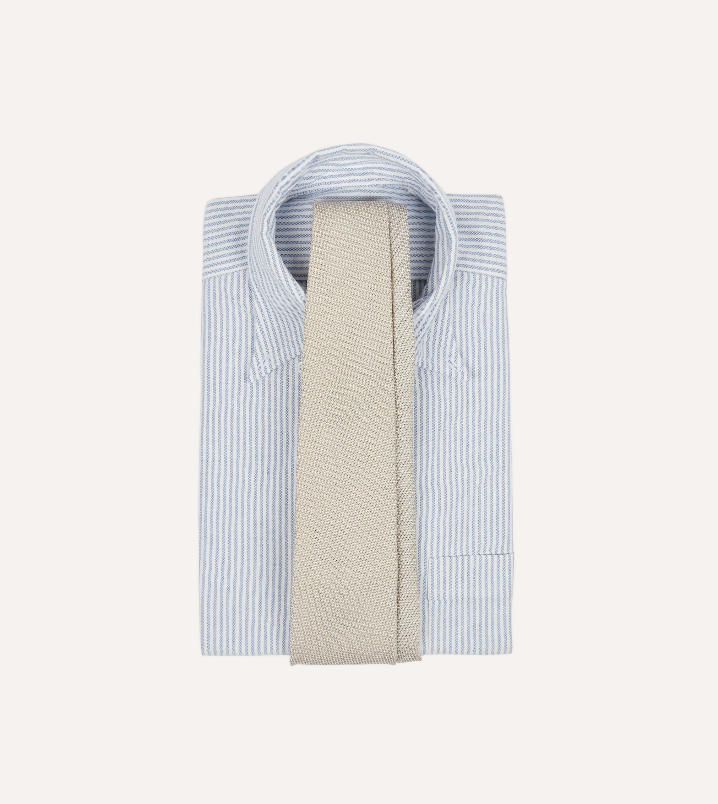 Ecru Fine Woven Grenadine Silk Hand Rolled Tie - Image 2