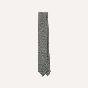Grey Herringbone Hand Rolled Wool Tie