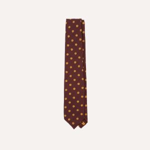 Burgundy and White Spots Shantung Silk Tie
