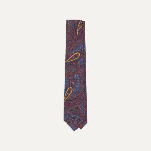 Red and Blue Large Paisley Print Madder Silk Self Tipped Tie
