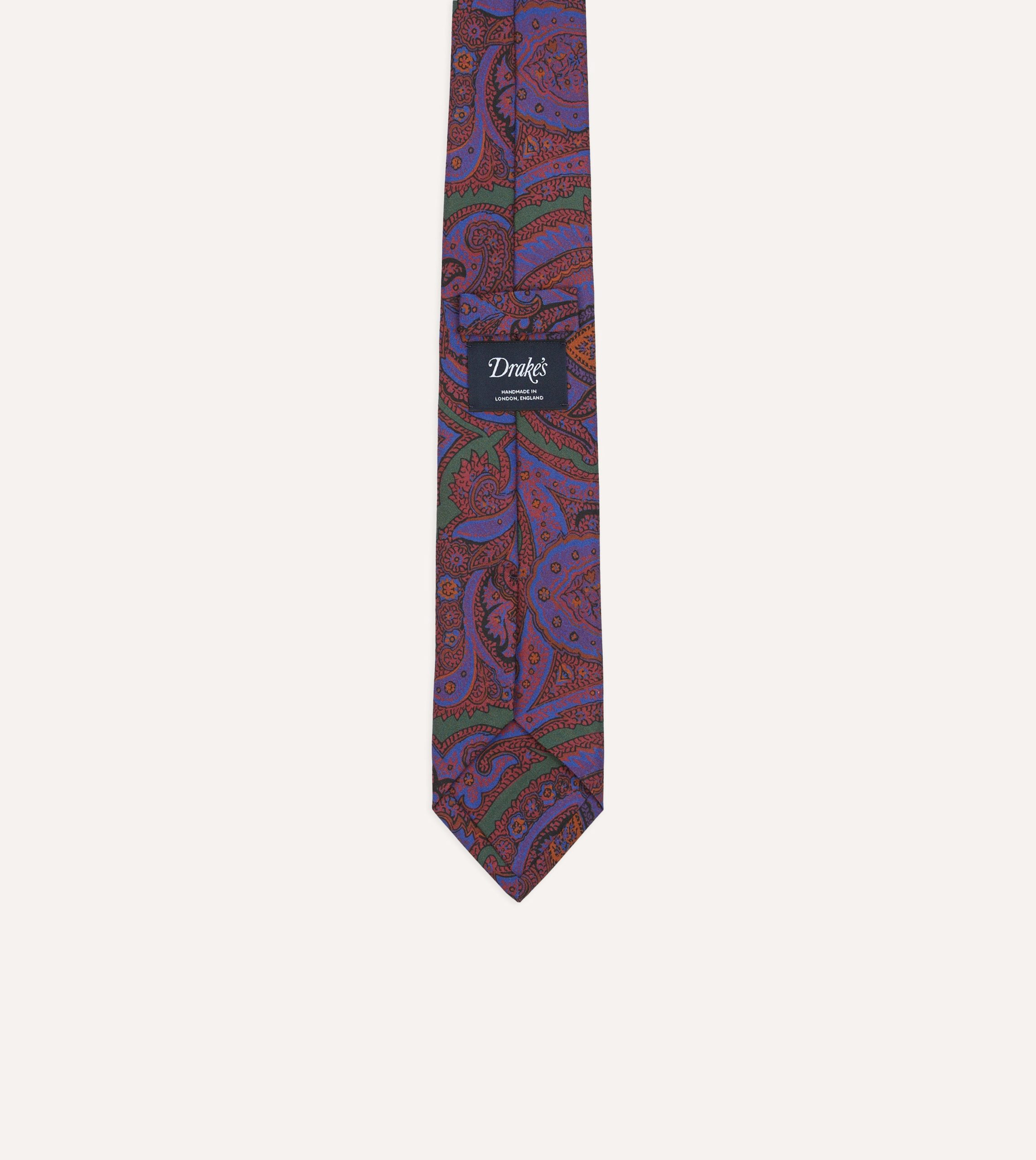Purple Acanthus Print Silk Self Tipped Tie - Image 4
