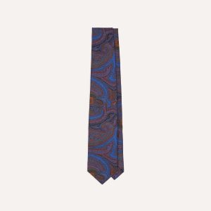 Blue Acanthus Print Silk Self Tipped Tie
