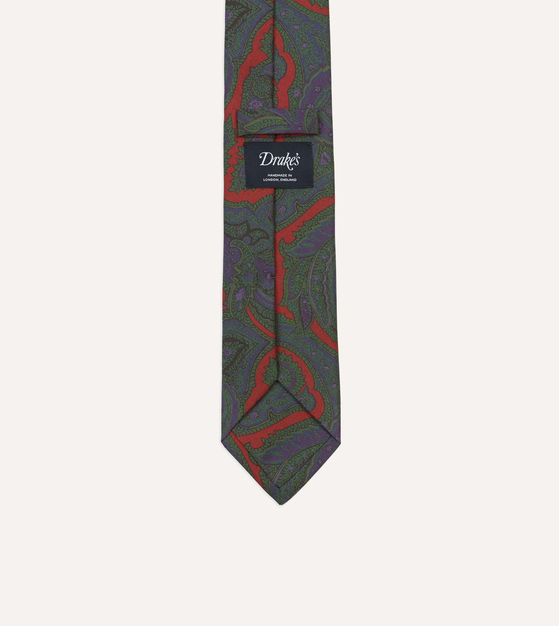 Rust Large Paisley Print Madder Silk Self-Tipped Tie - Image 4