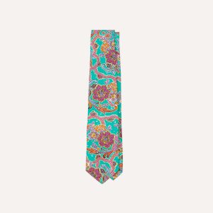 Green Large Paisley Silk Self-Tipped Tie