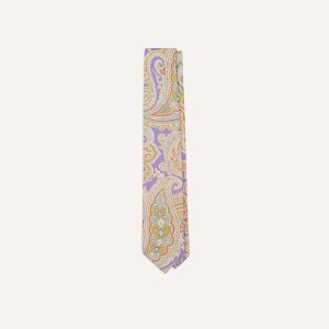 Lilac Large Paisley Silk Self-Tipped Tie