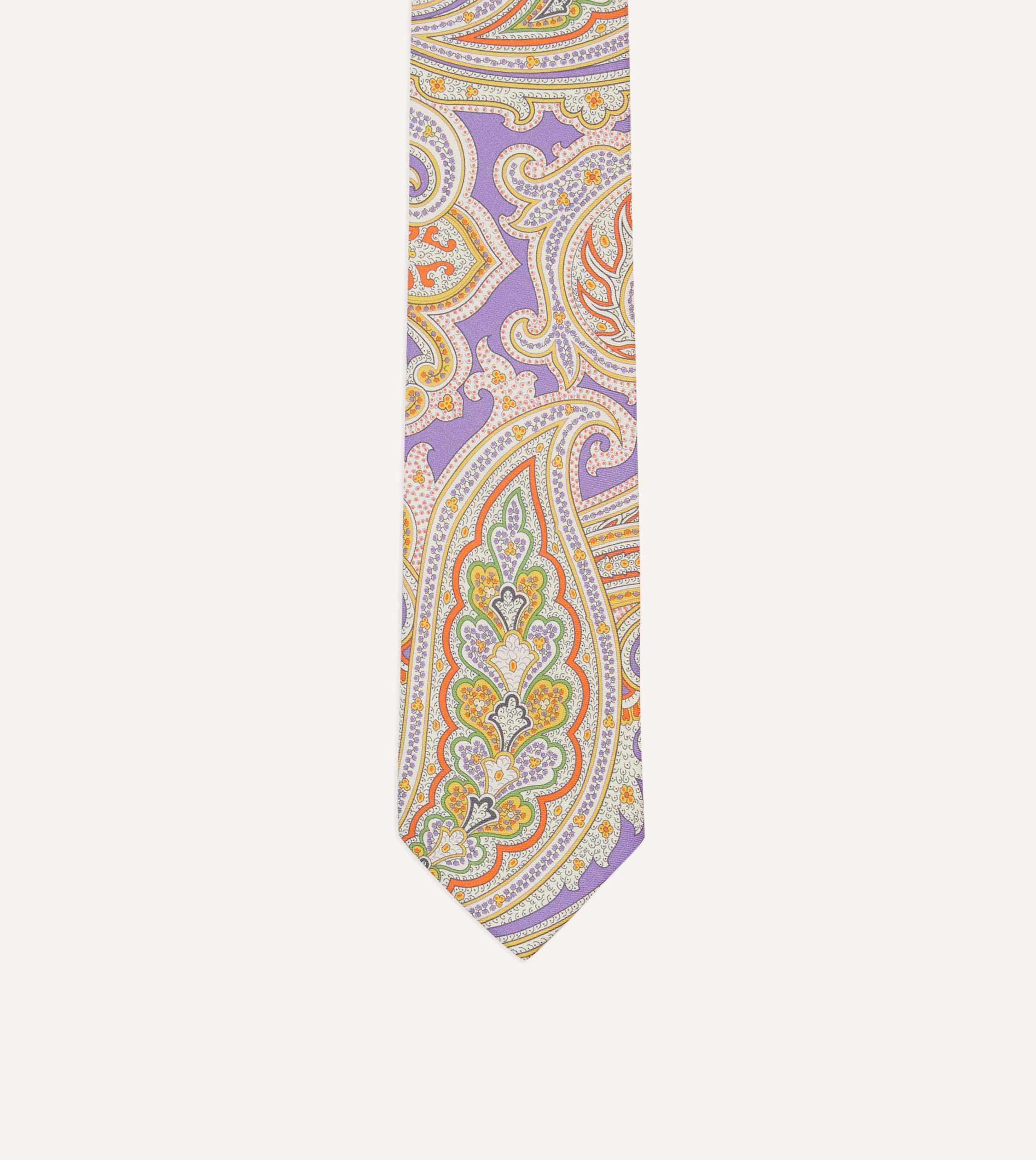 Lilac Large Paisley Silk Self-Tipped Tie - Image 3