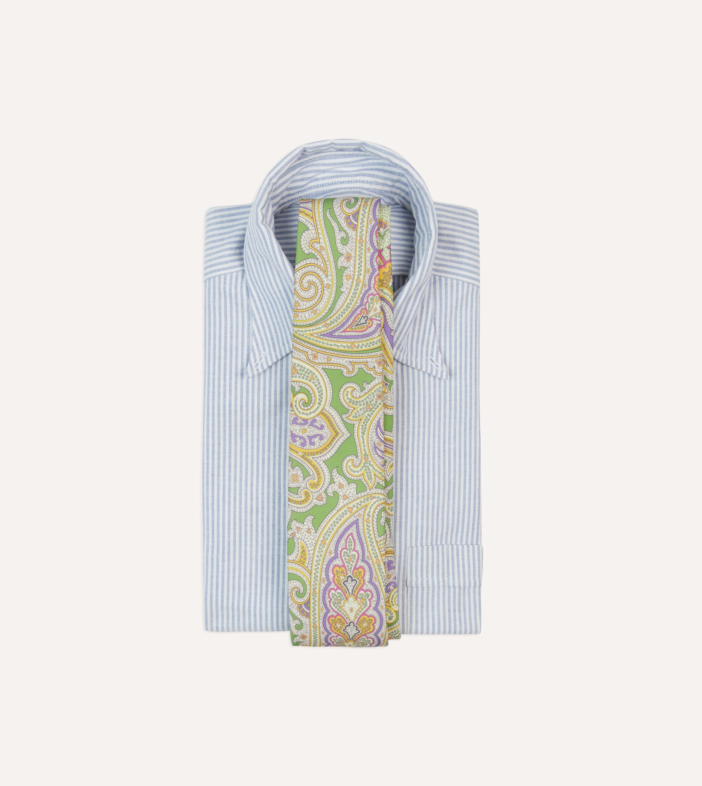 Green Large Paisley Silk Self-Tipped Tie - Image 2