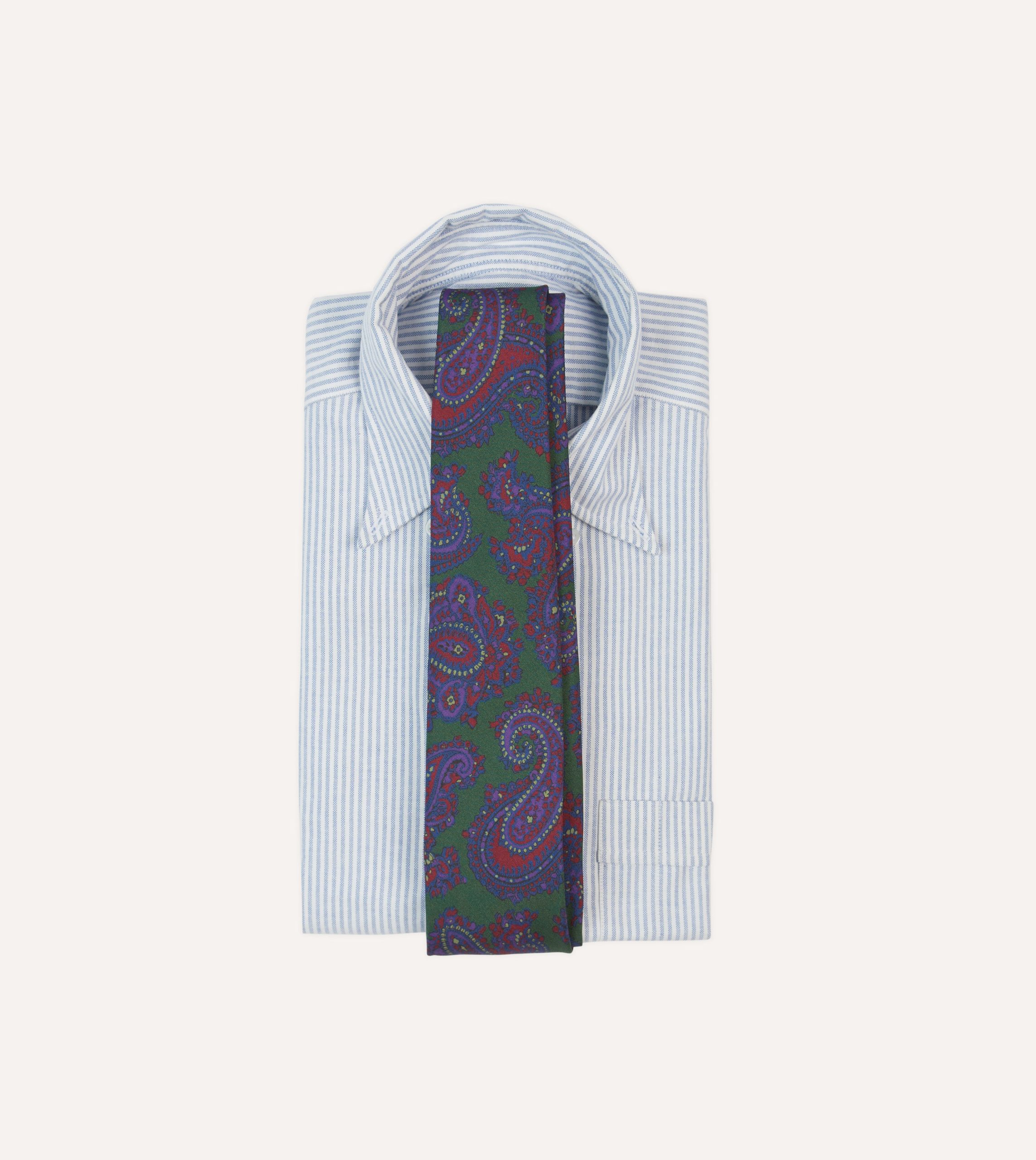 Green Large Paisley Print Madder Silk Self-Tipped Tie - Image 2