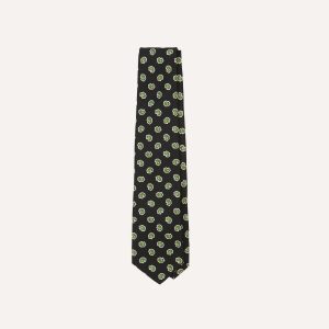 Dark Navy Mini Paisley Silk Self-Tipped Tie
