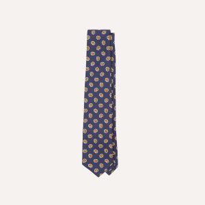 Light Navy Mini Paisley Silk Self-Tipped Tie