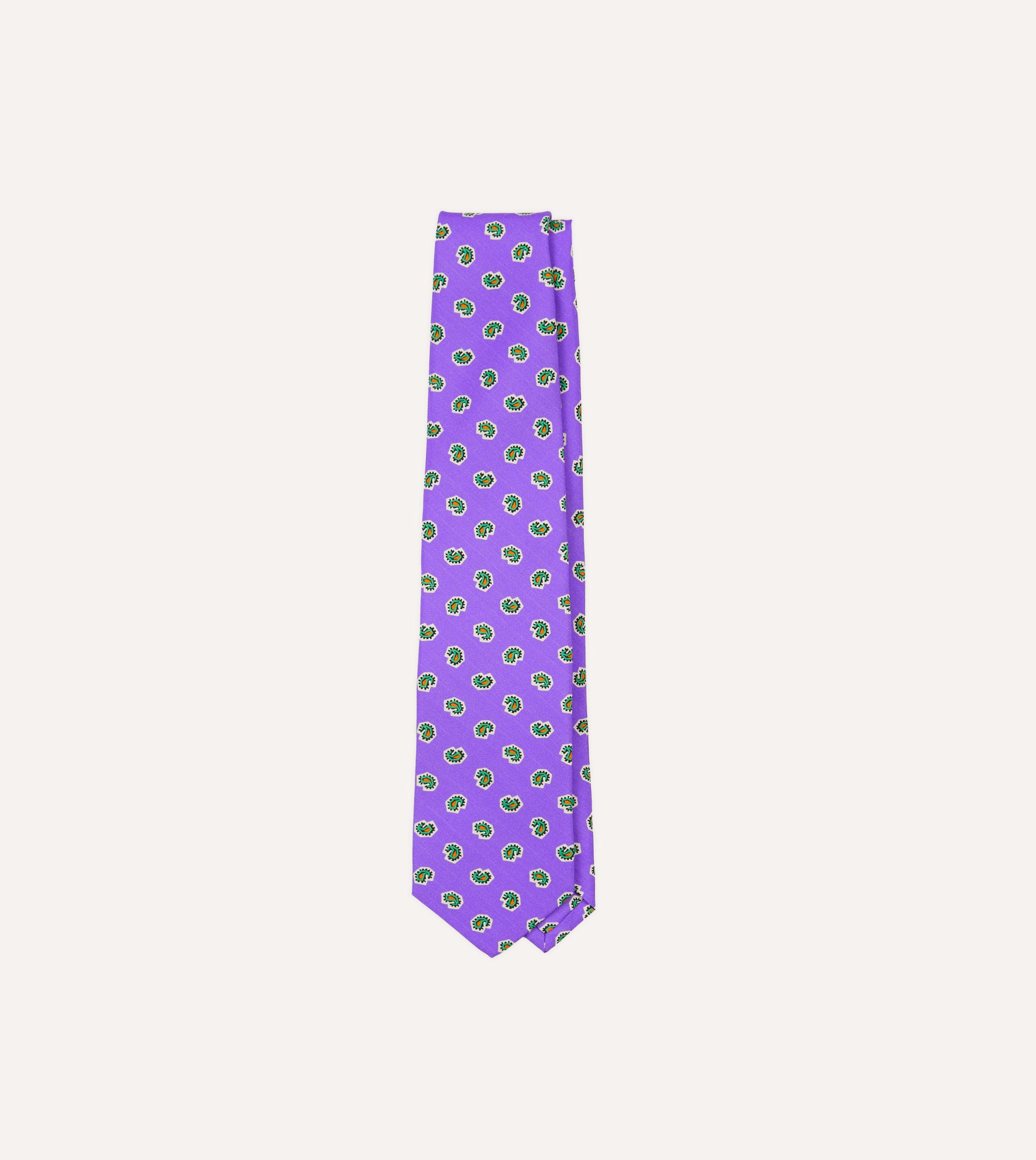 Purple Mini Paisley Silk Self-Tipped Tie