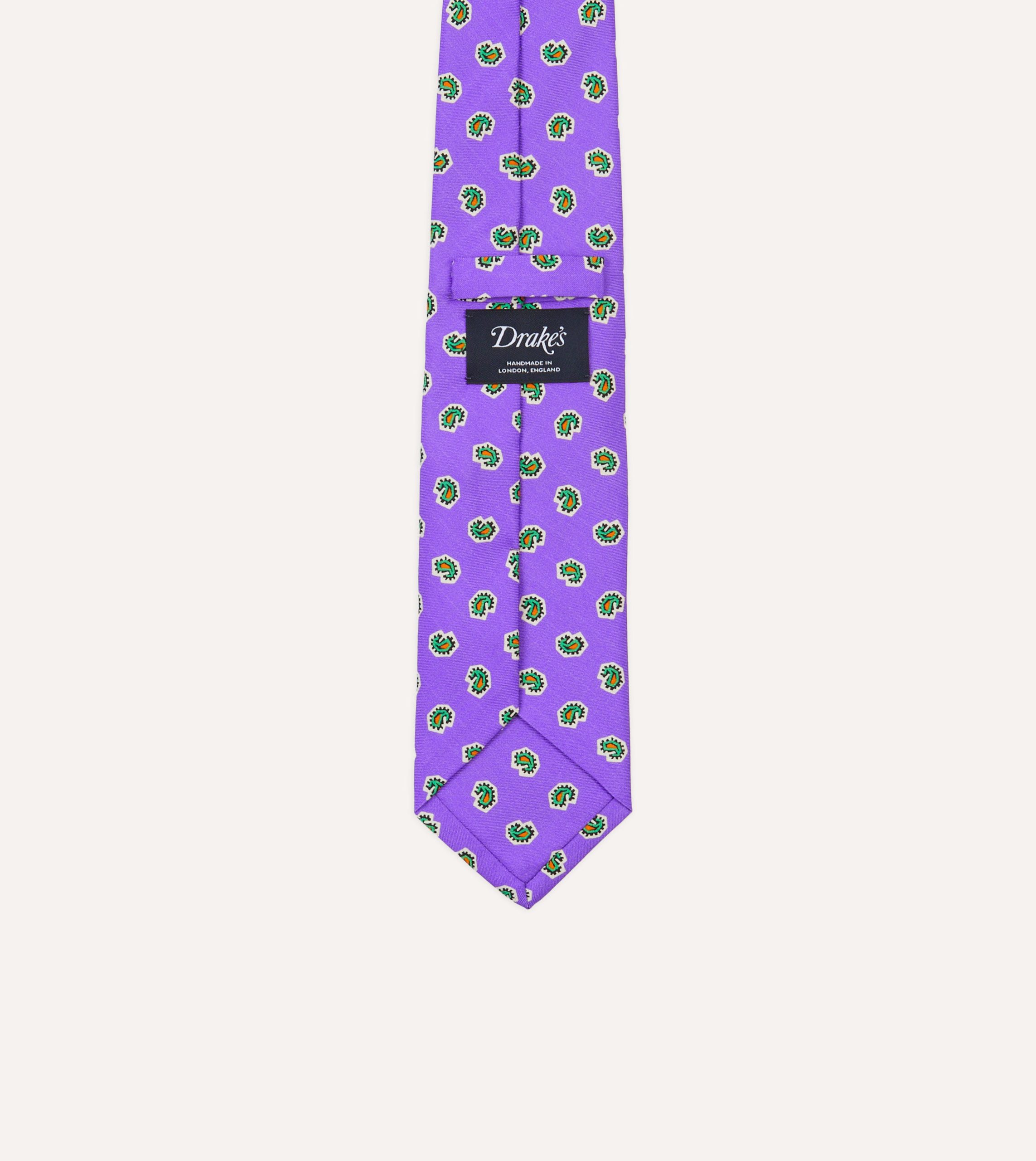 Purple Mini Paisley Silk Self-Tipped Tie - Image 4
