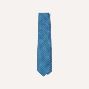 Blue Square Medallion Self-Tipped Silk Tie
