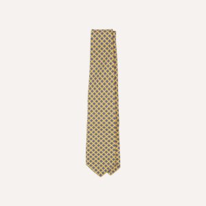 Yellow Square Medallion Self-Tipped Silk Tie